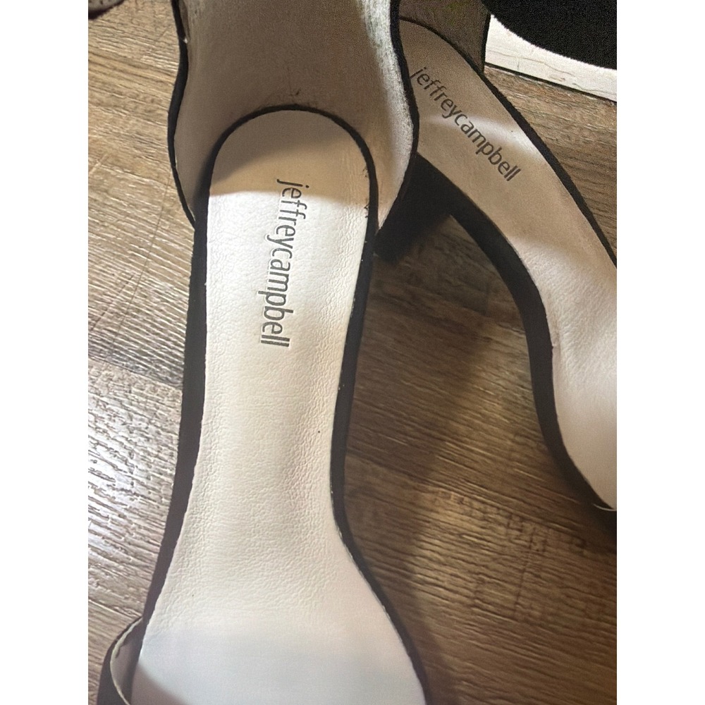 Jeffrey Campbell Lindsay Black Suede Block Heel Sandals Size 8 Minimalist Chunky - Picture 2 of 10